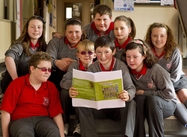 Clockwise from top left: Nadine Mooney, Suzie Moroney, Jamie Doherty, Siofra McInerney, Grace Byrnes, Saoirse Boyce, Donncha Madigan, Jake Cantwell and Jack Byrne, joint authors of Dyslexic Brains Learn Differently, pictured during the launch of the book at Ennis National School. Photograph by Declan Monaghan