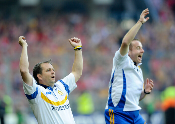 David Fitzgerald, Clare manager celebrates with Saoirse Bulfin following the All-Ireland senior hurling final replay against Cork at Croke Park. Photograph by John Kelly.