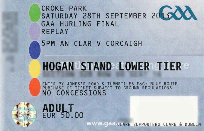 All Ireland hurling ticket