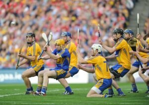 Bodies on the line...Patrick Kelly and the majority of the team cannot keep Anthony Nash’s piledriver out in the first half of the All-Ireland hurling final replay. Photographs by John Kelly