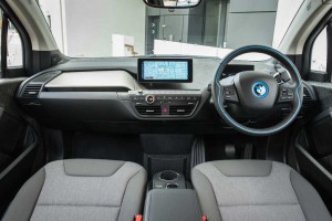 The i3 interior, showing the twin screens for information and entertainment.