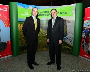 Henry Healy of Ireland Reaching Out (left), with Gerard Dollard, Director of Services, Clare County Council at the Gathering Clare event in Shannon Airport. Photograph by John Mangan   