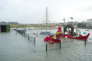 A view of some of the storm damage in the playground at Lahinch promenade. Photograph by John Kelly.