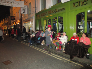 Die hard fans are still queuing outside the Irish Shop as they prepare for a long, cold night.