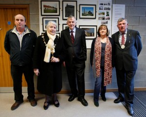 From left:   Richard Glynn, who compiled the Killimer-Tarbert Ferry Company exhibition; Cllr Kathleen Leddin, Mayor of Limerick; Professor Don Barry, UL President; Rita McCarthy, chairperson of the Scattery Island Heritage Forum and Cllr John Egan, leas-chathaoirleach of Limerick County Council. pictured at the launch of a photographic exhibition celebrating thehistory of Scattery Island and Kililmer – Tarbert, at the University of Limerick. Photograph by Don Moloney / Press 22