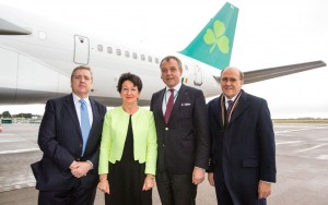 Deputy Pat Breen, chairman of the Joint Oireachtas Committee on Foreign Affairs and Trade; Rose Hynes, chairperson Shannon Airport Authority;  Christoph Mueller, CEO Aer Lingus and Hugh Flynn, CEO ASL Aviation Group.  