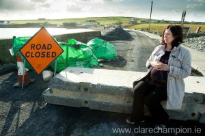 Yvonne McNamara, who is expecting a baby at the end of the month, is concerned over Clare County Council's decision to close an 80m stretch of road in the village. Photograph by John Kelly.