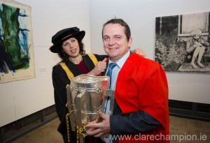 Davy Fitzgerald with Dr Maria Hinfelaar, president LIT.  Photograph by Alan Place.