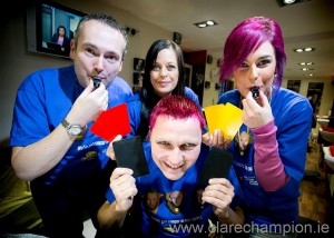 GAA referee Rory Hickey  at De Barbers with L-R Micheal Malone, Karen Greer and Sarah McCarthy. Photograph by Arthur Ellis.