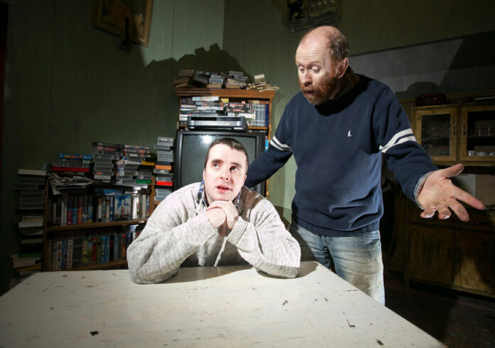 Shane Kelly as Wan Word and Noel Hogan as PJ, during Sliabh Aughty Drama Group's rehearsal of Unforgiven in Mountshannon on Saturday.