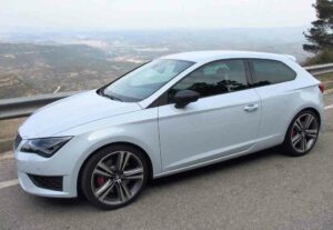 The SEAT Leon Cupra in the hills near Montserrat.