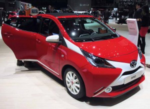 Toyota's Aygo, sister car to the Citroen C1 and Peugeot 108, sports an intriguing two tone design.