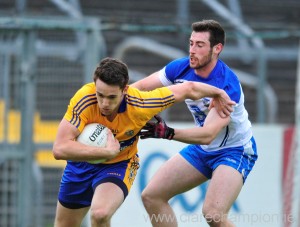 Shane Brennan gathers ahead of Waterford's Oran Keevers.  Photograph by Declan Monaghan