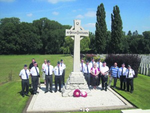 The 16th Irish Division Memorial Cross at Wytschaete Military Cemetery where a number of Clare war dead are buried.