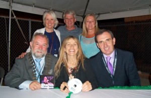 Clare representatives met with Ruan  musician Sharon Shannon after one of her performances at Milwaukee Irish Fest last week. Pictured are (back row, left to right) Carol Gleeson, Burren Geopark, Jackie and Niamh Cronin (Glynn's Coaches) and (front row) Cllr John Crowe, Cathaoirleach Clare County Council, Sharon Shannon and Gerard Dollard, Director of Services, Clare County Council.