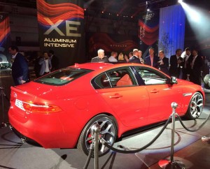 The new S model of the Jaguar XE. This one has 20" wheels.