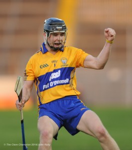 Tony Kelly of Clare celebrates a point against Wexford during the All-Ireland U-21 final in Semple Stadium, Thurles. Photograph by John Kelly.