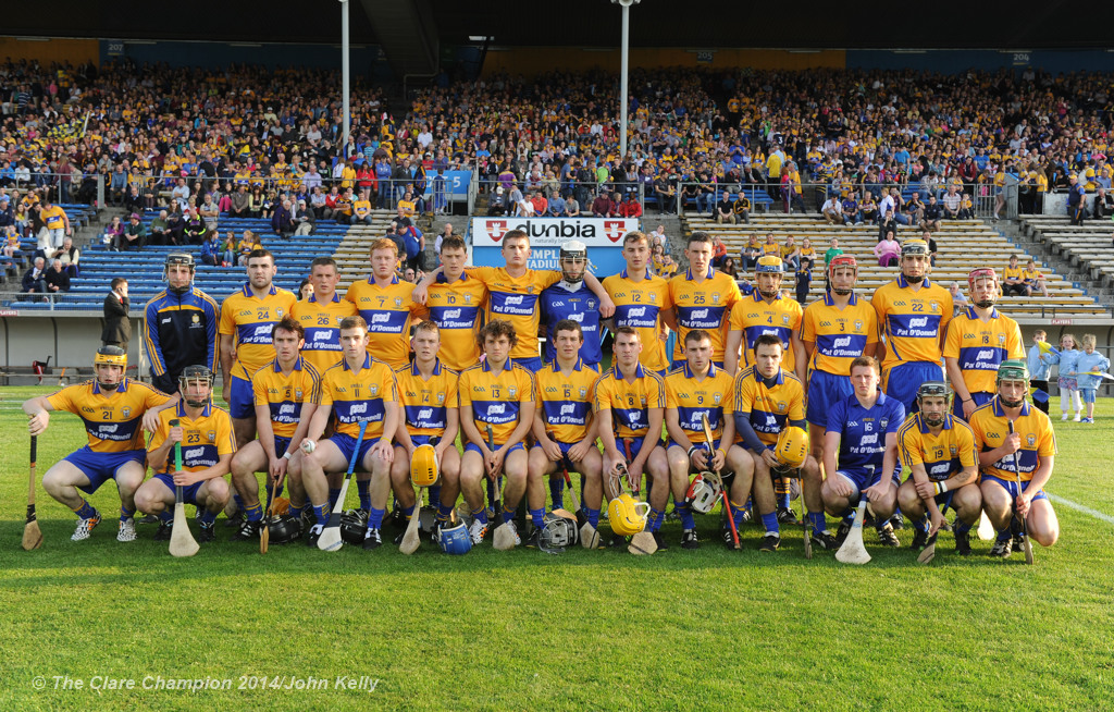 The Clare team before the All-Ireland U-21 final in Semple Stadium, Thurles. Photograph by John Kelly.