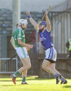 Gearoid Considine of Cratloe celebrates a goal against Kilmallock during their Munster Club final at The Gaelic Grounds. Photograph by John Kelly.