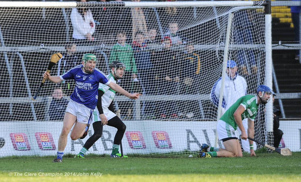 Cathal Mc Inerney of Cratloe celebrates a goal against Kilmallock during their Munster Club final at The Gaelic Grounds. Photograph by John Kelly.