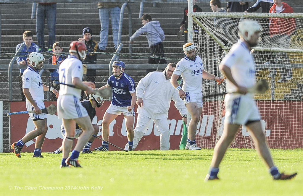 Podge Collins of Cratloe turns to celebrate his goal against Thurles Sarsfield's during their Munster Club quarter final in Cusack park. Photograph by John Kelly.