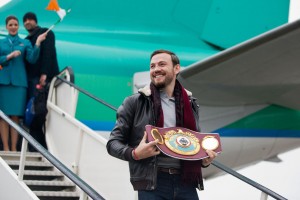  World middleweight boxing champion Andy Lee arrived back to a heroes welcome at Shannon Airport. Photograph by Sean Curtin Photo..