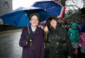 Sr Madeline (left) who did the walk 50 years ago and school secretary, Lucy Finn Photograph by Arthur Ellis.