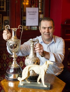 John Quinn of Ennis will be hoping to add yet another trophy to the family collection this year in Clonmel with his dog Quasimodo. Photograph by John Kelly.