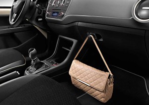 The Alcantara interior of the SEAT Mii by Mango with optional handbag.