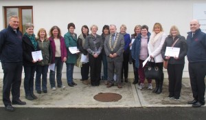 Family Carers and staff from Caring for Carers Ireland (CFCI) and members of Clare County Fire & Rescue Service pictured with Cllr. John Crowe, Cathaoirleach of Clare County Council (centre) at the Clare County Fire and Rescue Service Training Centre in Ennis