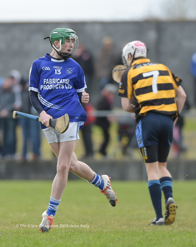 Jack Mc Inerney of Cratloe celebrates a goal against Crusheen-Tubber during their U-21 semi final at Clarecastle. Photograph by John Kelly.