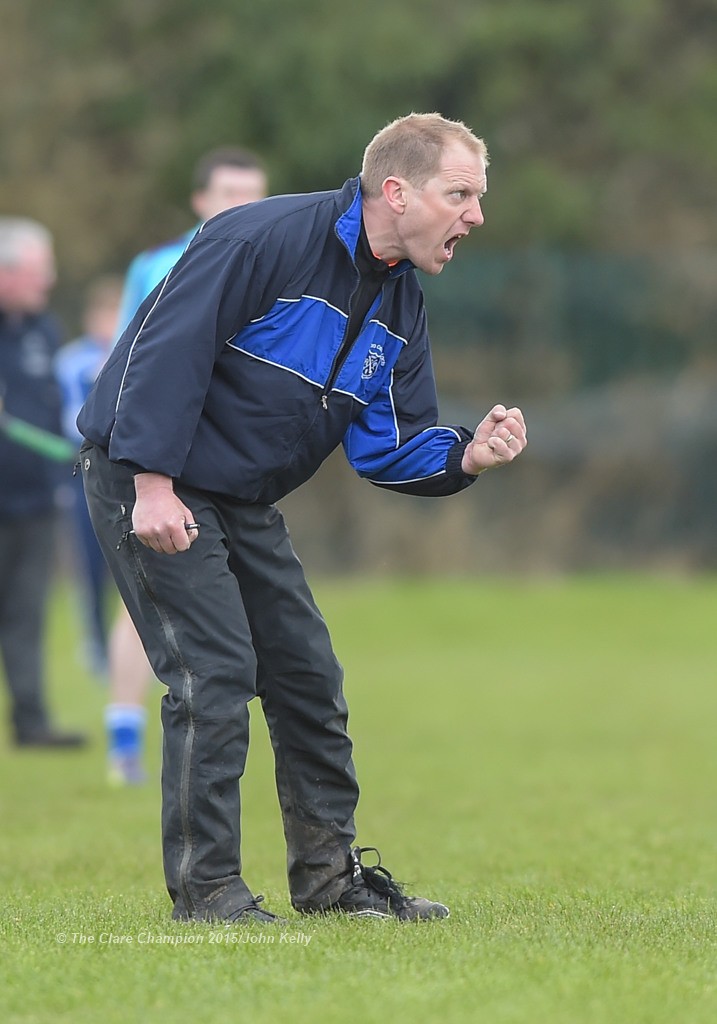 Cratloe mentor XX on the sideline during their U-21 semi final against Crusheen-Tubber at Clarecastle. Photograph by John Kelly.