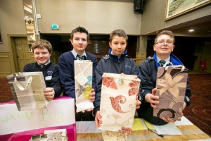 Student Enterprise Awards Winners: Junior Category Winners - 1st Luxury Bags (St Anne's Community College Killaloe) Thomas Buckley, Gearoid Guilfoyle, Dawid Chojnacki and Mateusz Bogusiak pictured at the awards ceremony at The Treacys west County Hotel Ennis on Thursday.Pic Arthur Ellis.