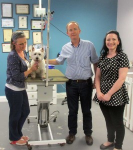 Myself and my humans, Shelly and John, with Katie from Bubbles and Barks.