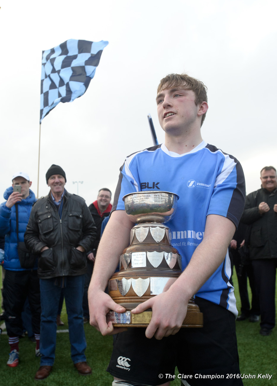 Captain Alan Mc Inerney of St Caimins with the cup following their win over Abbey CBS in the Schools U-19 Cup.