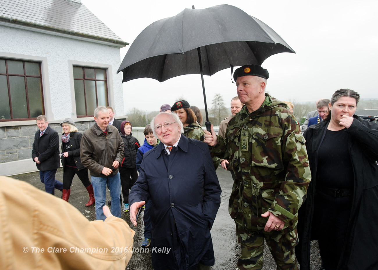 President Michael D Higgins meeting locals during his visit to Labane to meet the victims of flooding in the area. Photograph by John Kelly.