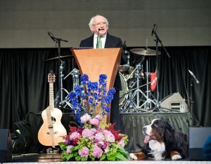 President Michael D. Higgins addresses the gathering at the garden party. Photograph by John Kelly.