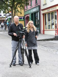 Leonardo Capodarte (cameraman) and Simona Tiziano (producer), filming for an episode of Geo & Geo, at Bunratty Castle & Folk Park.