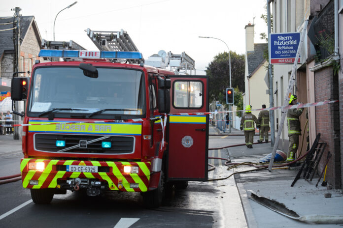 Emergency services at the scene of a fire on Market Street, Ennis.