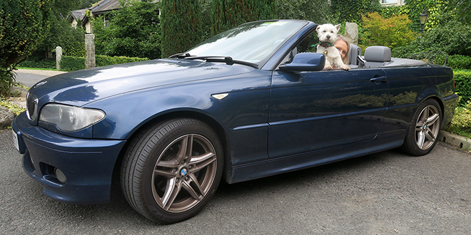 I could get very used to travelling in a convertible. It's the human's 325i.