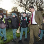 Gaelscoil Mhíchíl Cíosóg walking bus, Gaelscoil Mhíchíl Cíosóg, Ennis, at 09:37:34, 11February 2022,