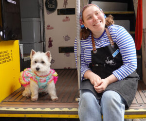 Getting on the Vintage Tea Trip Bus.