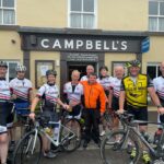 Riverside cycling arriving at the foot of Croagh Patrick having cycled 175km from Ennistymon