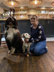 Monty, Shelly and me in the bar at the Manor Hotel in Moreton.