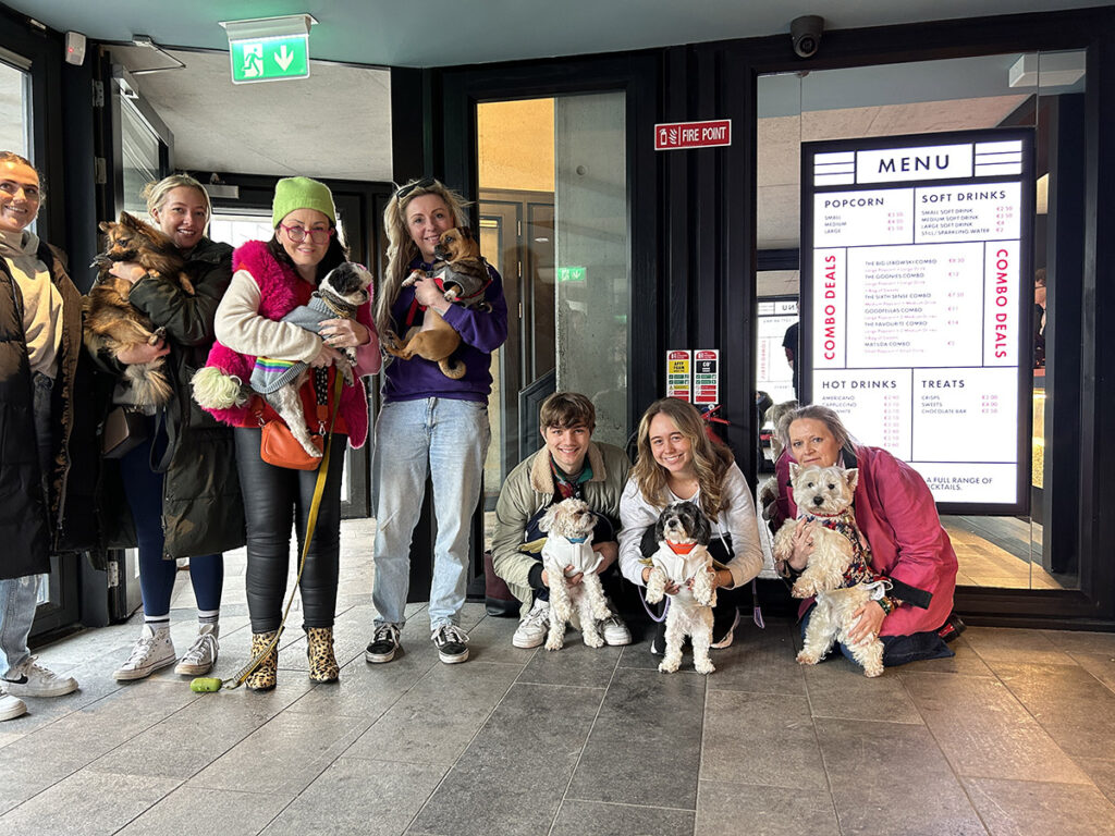 Some of the dogs and hoomans after the screening.