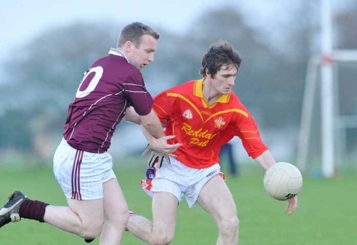 The late Liam Walsh, Killaloe (right) in action for Smith O'Brien's GAA and Camogie Club.